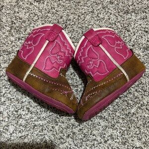 Pink and brown baby girl Ariat boots